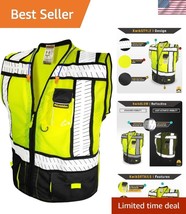 Men&#39;s Class 2 Reflective Work Vest with  Fit &amp; Multi Pockets - Black - $41.50
