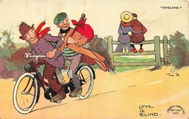 Love Is BLIND-ROBBERS Steal Tandem Bicycle~Tom Browne Comic Cycling Postcard - £10.09 GBP