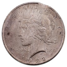 1922 Argent Paix Dollar &quot; Coupé &quot; Variété En Ch Bu État , Pince En 1:0 0 - €75,35 EUR
