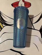 Starbucks tumbler baby blue bling studded 24 oz cold cup W/bag THAILAND NEW - $80.96