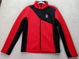Spyder Jacket Men Small Black Red Polyester Sherpa Lined Long Sleeve Full Zipper - £21.73 GBP
