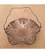 Silver Plated Reticulated Pierced Ruffled Bon-Bon Basket With Handle Can... - £5.98 GBP