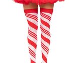 CANDY CANE STRIPED THIGH HIGH ONE SIZE WHITE RED - $21.77