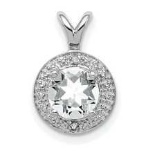 Sterling Silver Diamond &amp; White Topaz Pendant Charm Jewelry 14mm x 10mm - £41.81 GBP