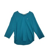 Soft Surroundings Women’s S Teal Tencel Soft V-Neck Tunic Blouse Top Rol... - $21.29