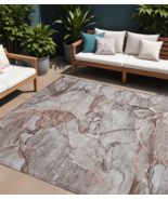 9&#39; X 12&#39; Gray and Red Abstract Washable Non Skid Indoor Outdoor Area Rug - $635.99