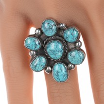 sz7 Vintage Navajo silver turquoise cluster ring - £137.29 GBP