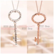 925 Sterling Silver / Rose Gold Rose™  Regal Key Necklace With Key Pendant  - £21.17 GBP+