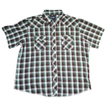 Wrangler Western Shirts Men&#39;s Size 2XL Pearl Snap Short Sleeve Brown Pla... - £14.23 GBP