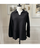 Vintage 70s Corliss Split Neck Tunic Sweater Black M L - €23,48 EUR