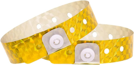 Ouchan Holographic Plastic Wristbands Gold - 100 Pack Wristbands for Eve... - £15.40 GBP