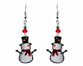 Snowman Christmas Themed Graphic Dangle Earrings - Womens Fashion Handma... - £13.59 GBP