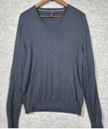 Banana Republic Mens Sweater Sz M Luxury Blend Silk Cashmere V Neck Gray... - $13.83