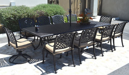 Nassau 10 person cast aluminum patio dining set rectangle outdoor table 46 x 120 - £3,512.51 GBP