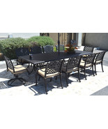 Nassau 10 person cast aluminum patio dining set rectangle outdoor table ... - £3,502.27 GBP