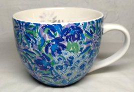 Lilly Pulitzer Mug Blue White Green Purple design Coffee/Tea Cup 12 Oz Tiger XX - £9.63 GBP