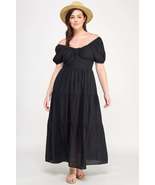 Front Tie Puff Sleeve Tired Maxi Dress - $69.75 CAD