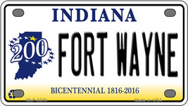 Fort Wayne Indiana Bicentennial Novelty Mini Metal License Plate Tag - £11.84 GBP