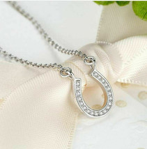 0.25 Ct Round Cut White Diamond Horseshoe Pendant Necklace 14k White Gold Over - £74.60 GBP