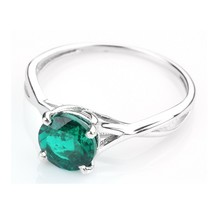 Fantastico Rotondo 1.30Ct Finto Smeraldo 925 Argento Fidanzamento Solitario Ring - £61.77 GBP