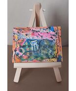 ACEO Original Abstract Dog Painting Collage Signed ATC Collectible Mini Art - $12.05