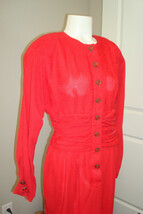 Leslie Fay Dress Red Long Sleeve Button Dress Polyester Sz 8 NWOT - $39.99