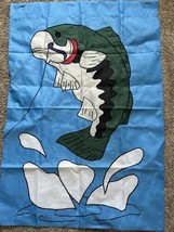 Bass Fish Jumping Out Of Water Fishing Nylon Decorative Garden Flag 39” X 27” - £7.93 GBP