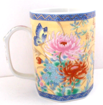 Vintage TAKAHASHI San Francisco Coffee Tea Mug Floral Butterflies - £19.70 GBP