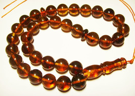 Islamic 33 Prayer Beads Genuine Baltic Amber Tasbih Rosary Misbaha pressed - £93.87 GBP