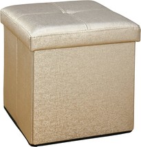 Metallic Bronze Simplify Faux Leather Folding Storage Ottoman Cube. - £29.52 GBP
