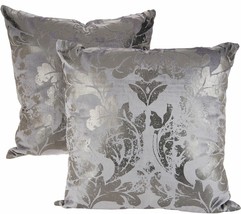 Casa Zeta-Jones Set of 2 Metallic Damask Pillows in Charcoal - £30.58 GBP
