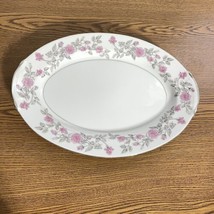 Harmony House China Laura Charcoal  14.25” Oval Vegetable Serving Platter Roses - £16.83 GBP