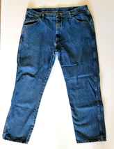 Wrangler Jeans Men&#39;s 40x30 Regular Fit Straight Leg Blue Denim Work Pants - £15.68 GBP