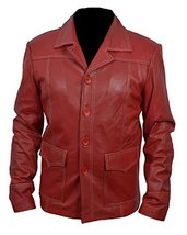 Bestzo Men&#39;s Fashion Fight Men Club Red Leather Jacket/Coat Sheep Leathe... - £180.94 GBP
