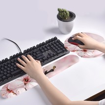 Beautiful Peach Blossom Pink Floral Flower Mouse Pad &amp; Wrist Rest - £39.07 GBP