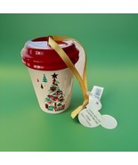 Disney Theme Park Starbucks Mini Tumbler Happy Holidays Ornament  NWT Re... - $354.85 MXN