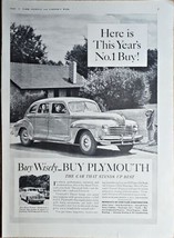 1940's Plymouth No. 1 Buy CAR-More Power-Chrysler Corp-Vintage Print Ad-WWII - $11.92