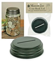 Mason jar Coin Bank lid in dark metal - $16.99