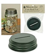 Mason jar Coin Bank lid in dark metal - $23.23 CAD
