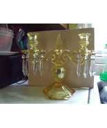 Heisey Sahara Yellow Pair Depression Glass 2 Light Candelabras - $4,095.26 CAD