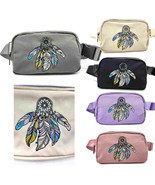 HZ-4344 Feather Embroidered Nylon Fanny Pack Belt Bag - $28.99