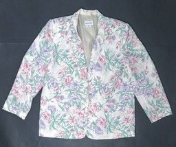 Vintage Haberdashery One Button Padded Shoulders Floral Blazer Sz 18 Gra... - $15.84