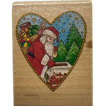 Christmas Santa Heart Rubber Stampede Stamp Cynthia Hart A1421D Vintage 1995 - £6.14 GBP
