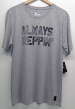 Nike Size 2XL XXL ALWAYS REPPIN DRI-FIT Grey Short Sleeve T-Shirt New Me... - $48.51