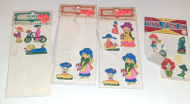 Vintage Puffy Stickers Cuties Imperial 70s Girls &amp; Anime Incomplet x4 Sheets - £5.44 GBP