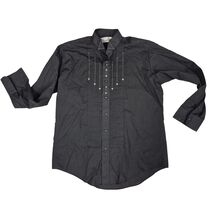 Vtg 80s 90s Chaplin Black Tuxedo Shirt Studded/Rhinestone Sz Mens L 32-33 - $23.71