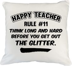 Make Your Mark Design Happy Teacher. Quotable White Pillow Cover for Professor &amp; - £19.35 GBP+