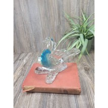 Vintage Art Glass Bird Figurine, Dove Standing on Branch, Blue Casing, 6... - £18.72 GBP