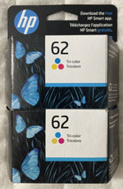 HP 62 Tri-Color Ink Cartridge Twin Pack 2 x C2P06AN Genuine OEM Sealed Foil Pack - $37.98