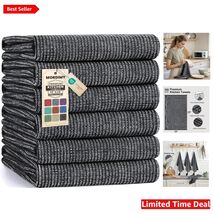 Elegant Black Kitchen Towel Set - 6 Pack of 18 x 28 Inch Absorbent Cloths - $49.45